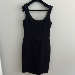 Carmen Marc Valvo Black Ruched Sleeveless Mini Dress